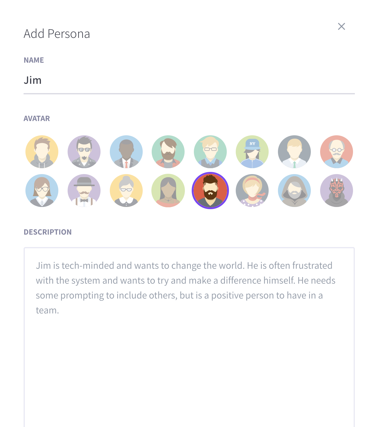 Manage your personas in a side panel of the story map