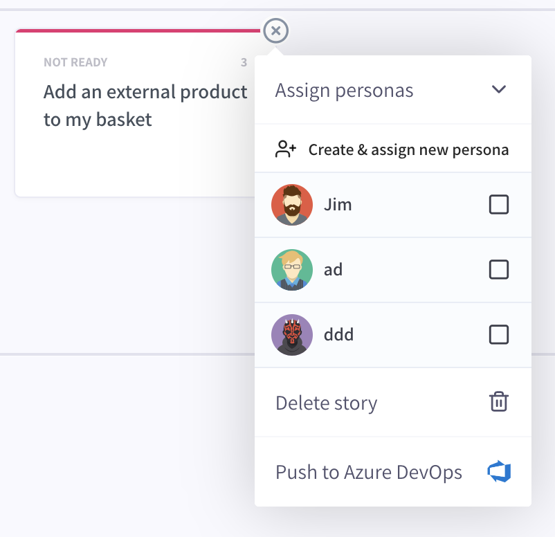Or, add personas to individual user stories