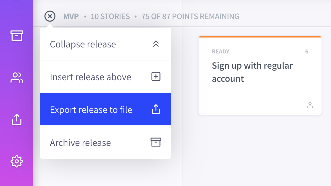 Exporting an individual release to file