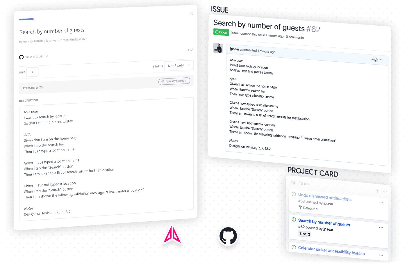 Avion uses issues and project cards to sync all your story data