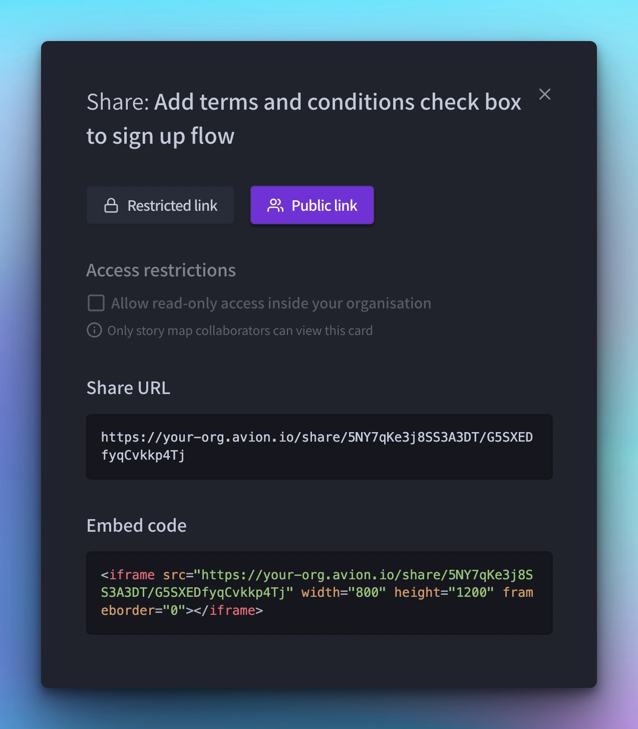 Access restrictions are not relevant to public links.