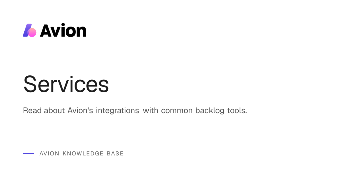 Services | Avion Knowledge Base