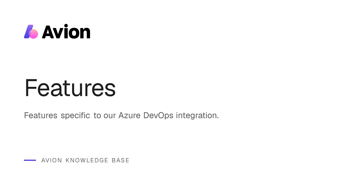 Features | Avion Knowledge Base