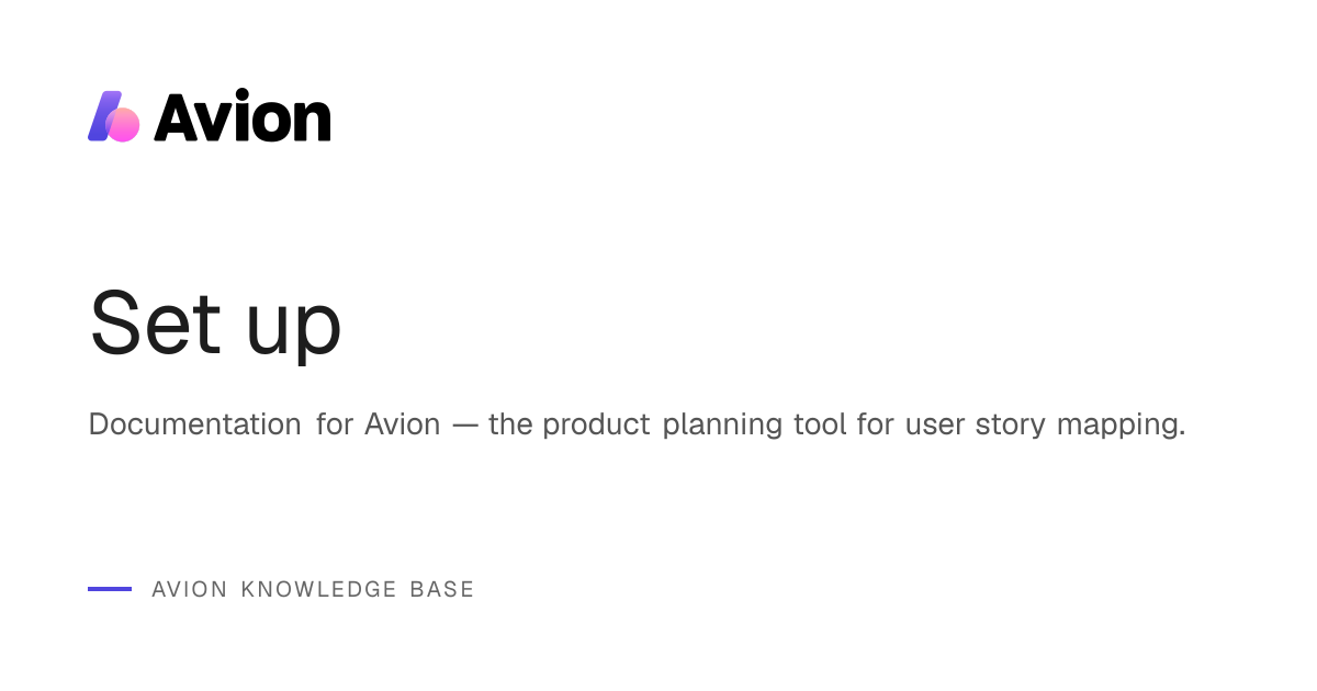 Set up | Avion Knowledge Base