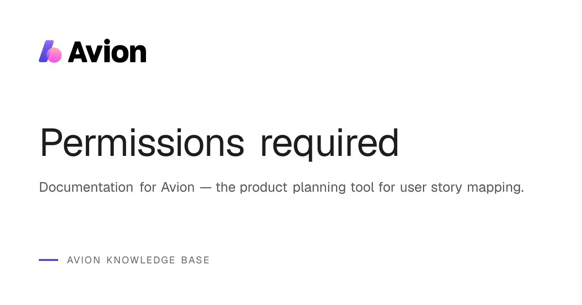 Permissions required | Avion Knowledge Base