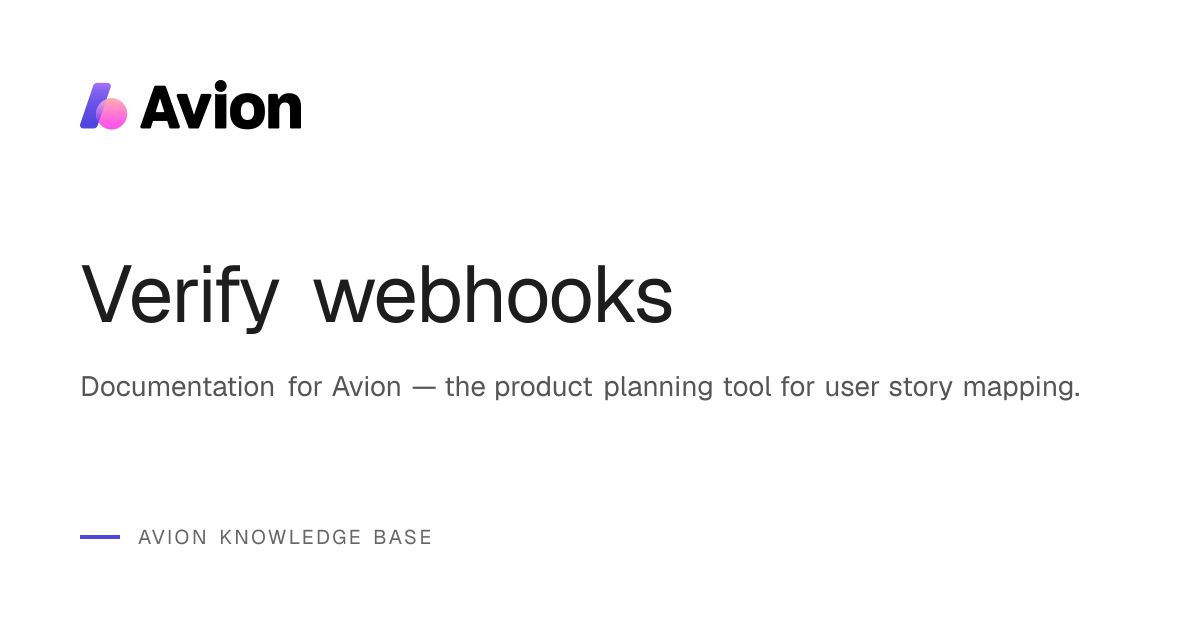 Verify webhooks | Avion Knowledge Base