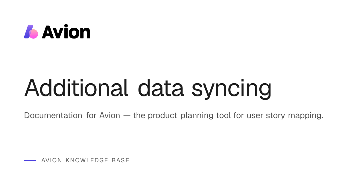 Additional data syncing | Avion Knowledge Base