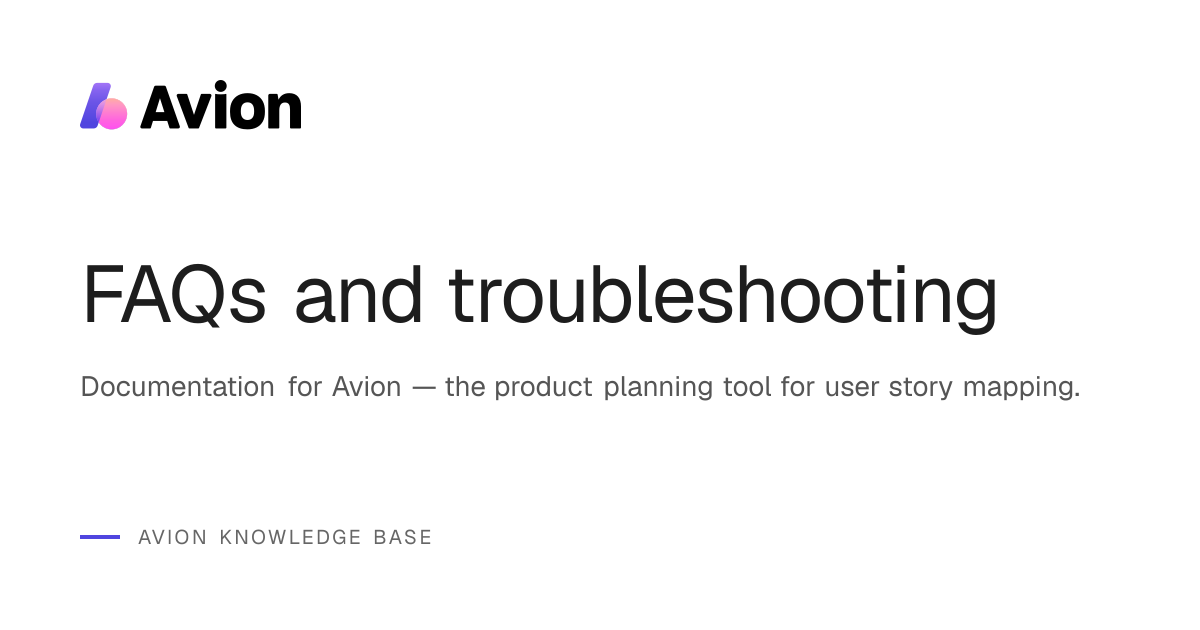 FAQs and troubleshooting | Avion Knowledge Base