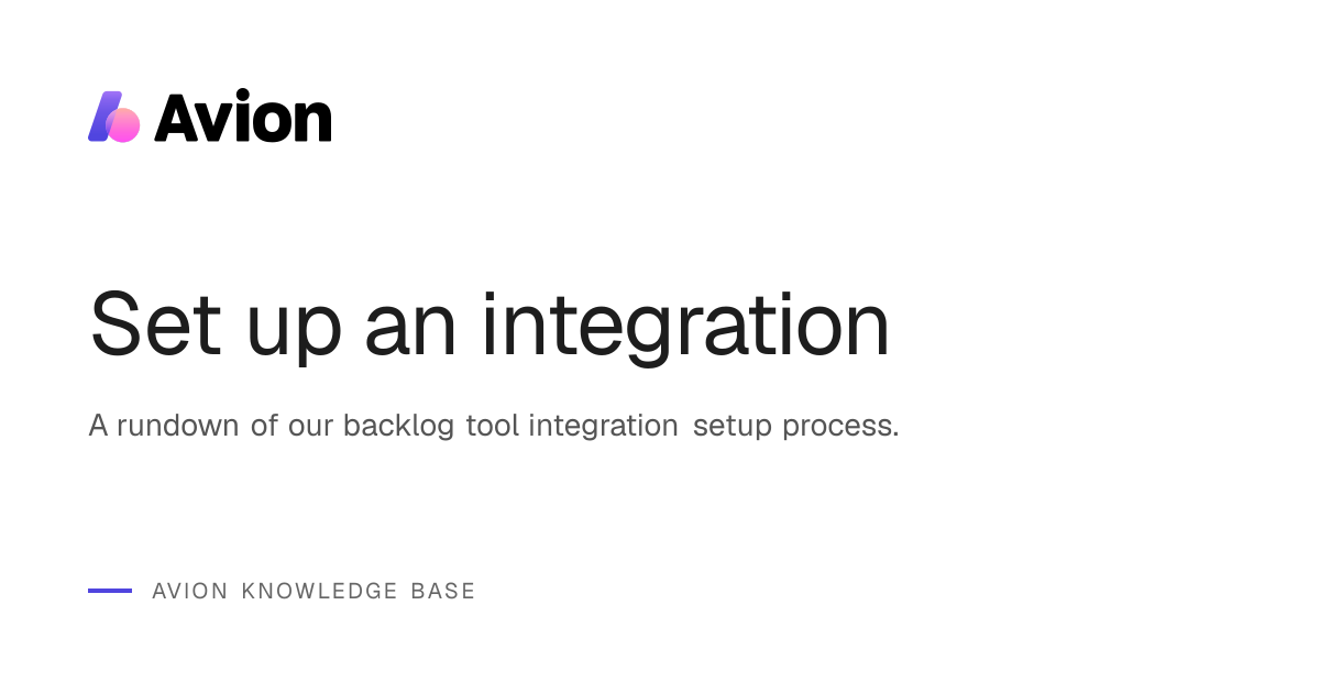 Set up an integration | Avion Knowledge Base
