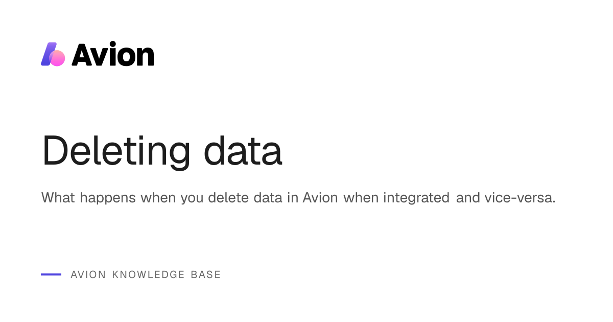 Deleting data | Avion Knowledge Base