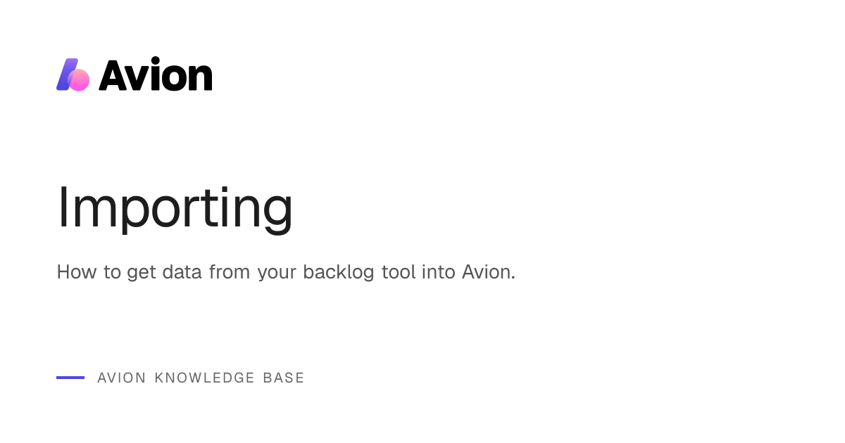 Importing | Avion Knowledge Base