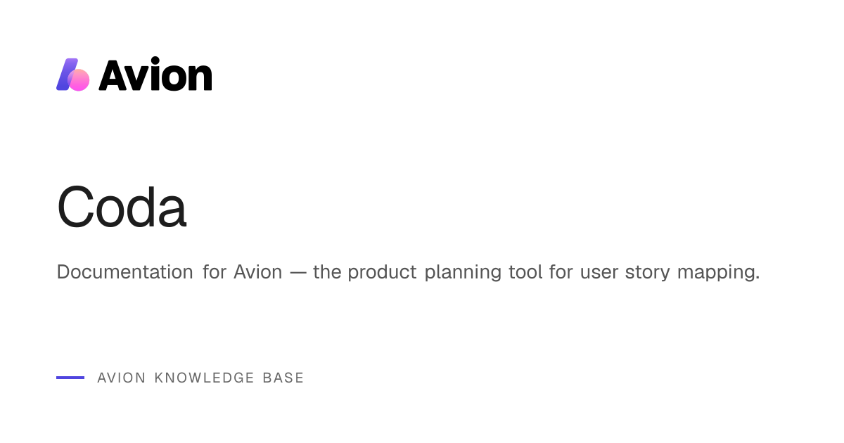 Coda | Avion Knowledge Base