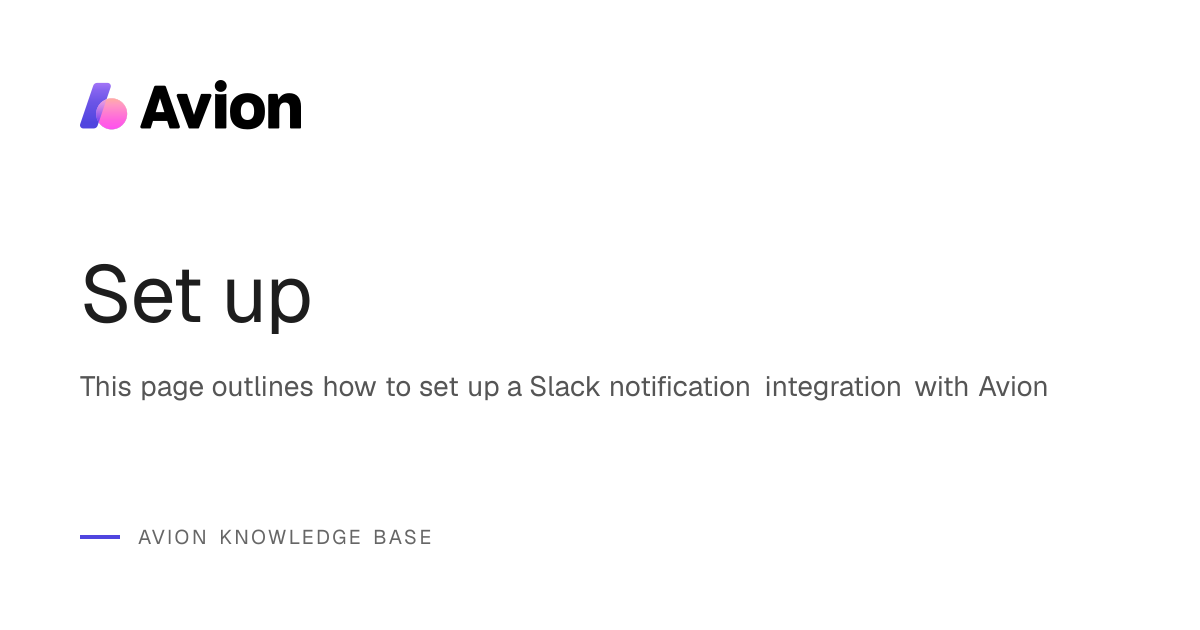 Set up | Avion Knowledge Base