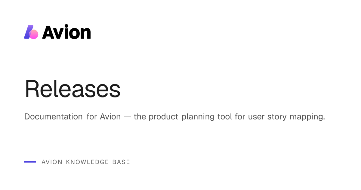 Releases | Avion Knowledge Base