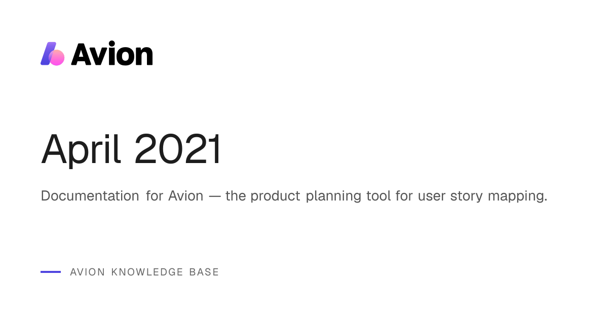 April 2021 | Avion Knowledge Base