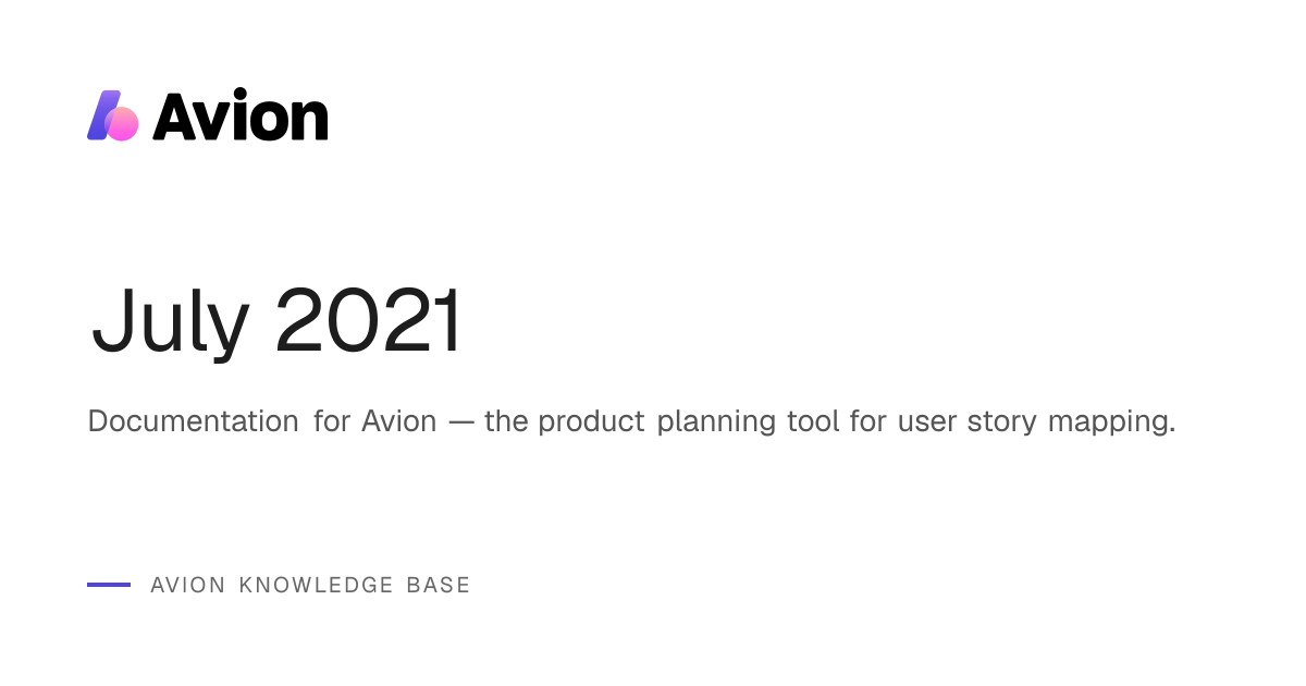 July 2021 | Avion Knowledge Base