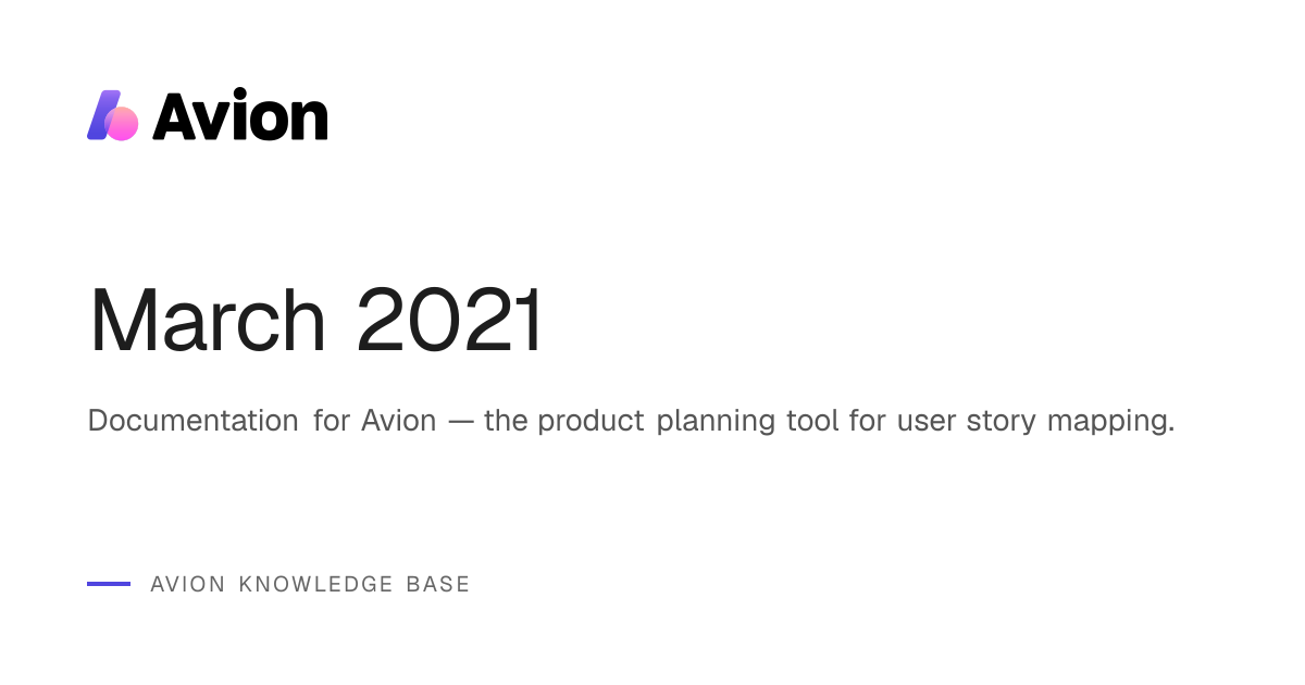 March 2021 | Avion Knowledge Base